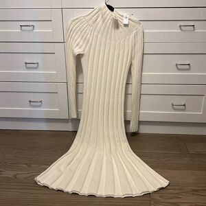 Banana republic factory ribbed midi length sweater dress in ivory- brand new